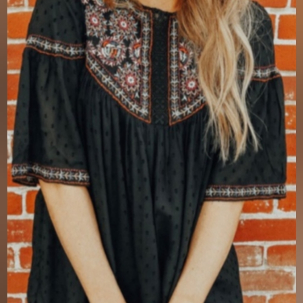 Zara EUC TRF Collection short sleeve embroidered flower dress cover up.